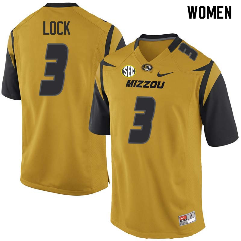 Women #3 Drew Lock Missouri Tigers College Football Jerseys Sale-Yellow